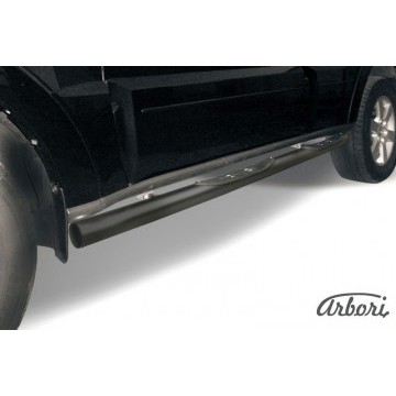 Защита порогов d76 с проступями Arbori черн. для Mitsubishi PAJERO IV 2014-нв