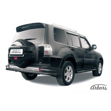 Защита заднего бампера d76+d42 двойная Arbori черн. для Mitsubishi PAJERO IV 2014-нв