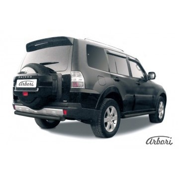 Защита заднего бампера d76 короткая Arbori черн. для Mitsubishi PAJERO IV 2014-нв