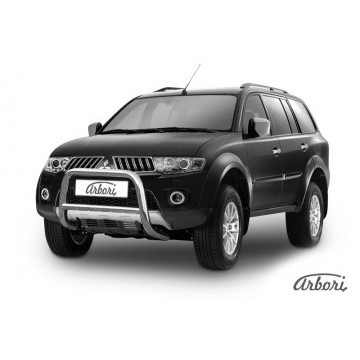 Кенгурятник d57 низкий Arbori нерж. сталь для Mitsubishi PAJERO SPORT 2002-2010