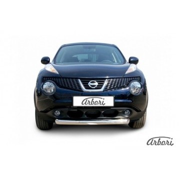 Защита переднего бампера d76 короткая Arbori нерж. сталь для Nissan JUKE 2011-2014