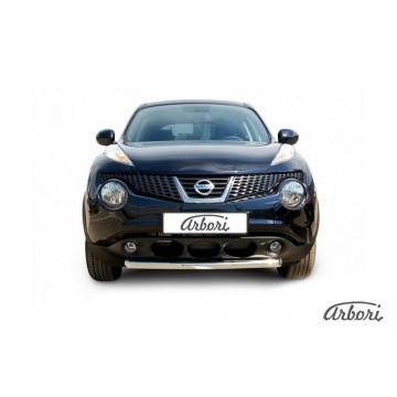 Защита переднего бампера d57 короткая Arbori нерж. сталь для Nissan JUKE 2011-2014