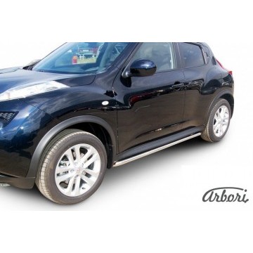 Защита порогов d42 с гибами Arbori нерж. сталь для Nissan JUKE 2011-2014