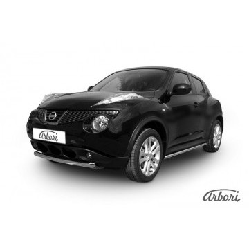 Защита переднего бампера d57 короткая Arbori нерж. сталь для Nissan JUKE 2011-2014