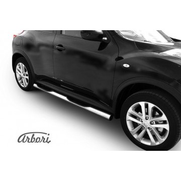 Защита порогов d76 с проступями Arbori нерж. сталь для Nissan JUKE 2011-2014