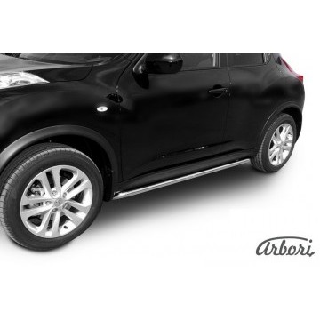 Защита порогов d42 с гибами Arbori нерж. сталь для Nissan JUKE 2011-2014