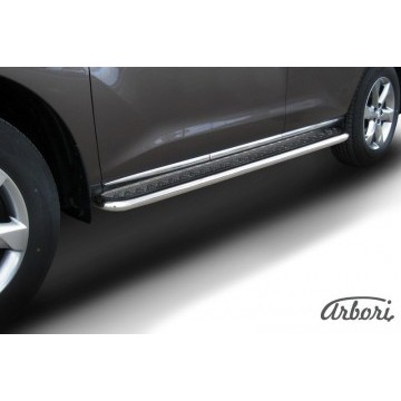 Защита порогов d57 с листом Arbori нерж. сталь для Nissan MURANO 2011-2015