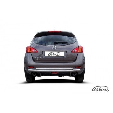 Защита заднего бампера d57+d42 двойная Arbori нерж. сталь для Nissan MURANO 2011-2015