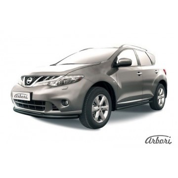 Защита переднего бампера d57+d42 двойная Arbori черн. для Nissan MURANO 2011-2015