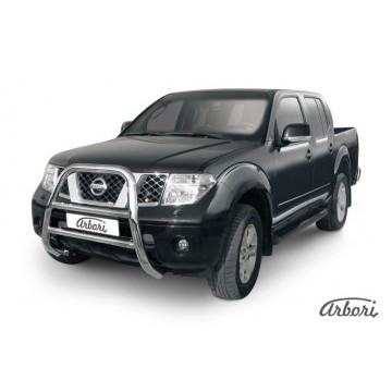 Кенгурятник d76 высокий Arbori нерж. сталь для Nissan NAVARA 2014-нв