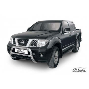 Кенгурятник d76 низкий Arbori нерж. сталь для Nissan NAVARA 2014-нв