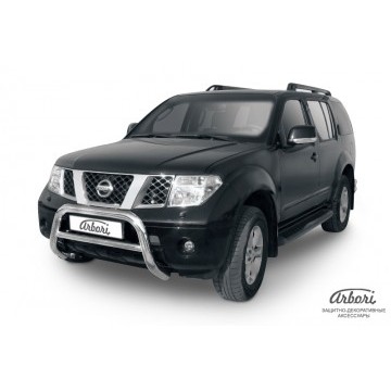 Кенгурятник d76 низкий Arbori нерж. сталь для Nissan PATHFINDER 2004-2010