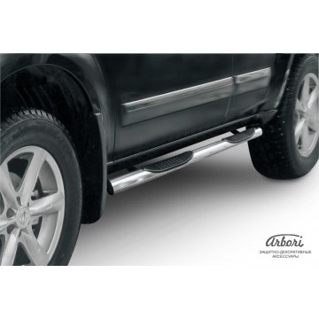 Защита порогов d76 с проступями Arbori нерж. сталь для Nissan PATHFINDER 2004-2010