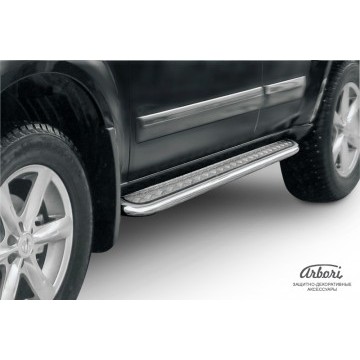Защита порогов d57 с листом Arbori нерж. сталь для Nissan PATHFINDER 2004-2010
