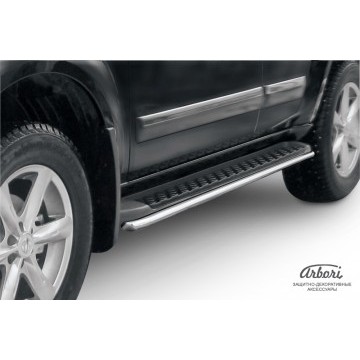 Защита штатного порога d42 Arbori нерж. сталь для Nissan PATHFINDER 2004-2010