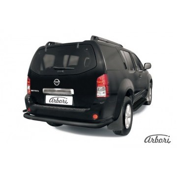 Защита заднего бампера d76+d42 двойная Arbori черн. для Nissan PATHFINDER 2004-2010