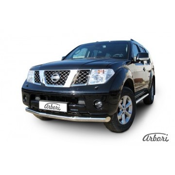 Защита переднего бампера d76 Arbori нерж. сталь для Nissan PATHFINDER 2011-2014
