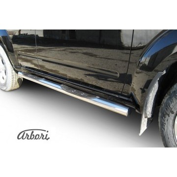 Защита порогов d76 с проступями Arbori нерж. сталь для Nissan PATHFINDER 2011-2014