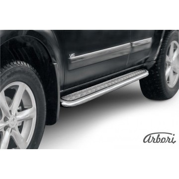 Защита порогов d57 с листом Arbori нерж. сталь для Nissan PATHFINDER 2011-2014