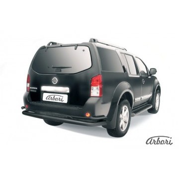 Защита заднего бампера d76+d42 двойная Arbori черн. для Nissan PATHFINDER 2011-2014