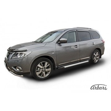Комплект алюминиевых порогов Arbori Optima Silver 1800 для NISSAN Pathfinder 2014-нв