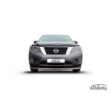 Защита переднего бампера d57 радиусная Arbori нерж. сталь для NISSAN Pathfinder 2014-нв