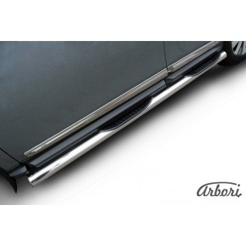 Защита порогов d76 с проступями Arbori нерж. сталь для NISSAN Pathfinder 2014-нв