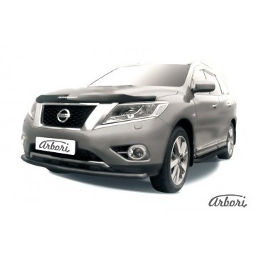 Защита переднего бампера d57 радиусная Arbori черн. для NISSAN Pathfinder 2014-нв