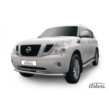 Защита переднего бампера d76 Arbori нерж. сталь для Nissan PATROL 2012-2014
