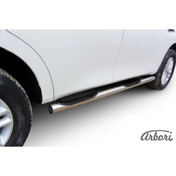 Защита порогов d76 с проступями Arbori нерж. сталь для Nissan PATROL 2012-2014