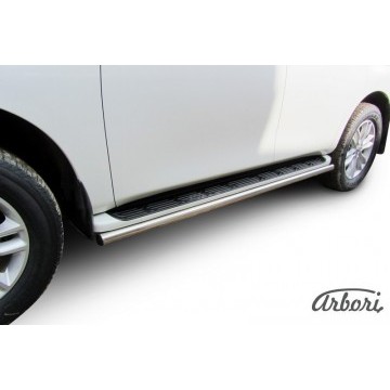 Защита штатного порога d57 Arbori нерж. сталь для Nissan PATROL 2012-2014