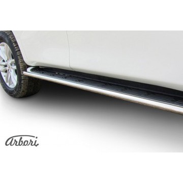 Защита штатного порога d42 Arbori нерж. сталь для Nissan PATROL 2012-2014