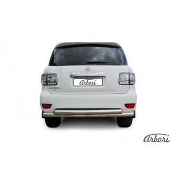 Защита заднего бампера d 76+d76 двойная Arbori нерж. сталь для Nissan PATROL 2012-2014