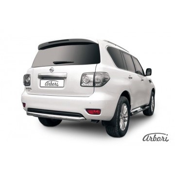 Защита заднего бампера d76 короткая Arbori нерж. сталь для Nissan PATROL 2012-2014