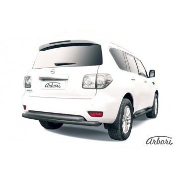Защита заднего бампера d 76+d76 двойная Arbori черн. для Nissan PATROL 2012-2014