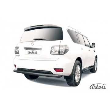 Защита заднего бампера d76 Arbori черн. для Nissan PATROL 2012-2014