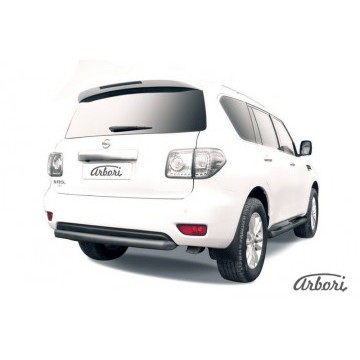 Защита заднего бампера d76 короткая Arbori черн. для Nissan PATROL 2012-2014