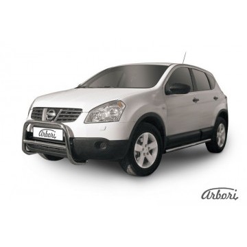 Кенгурятник d57 низкий  Arbori нерж. сталь для Nissan QASHQAI 2007-2010