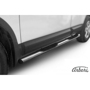 Защита порогов d76 с проступями Arbori нерж. сталь для Nissan QASHQAI 2007-2010
