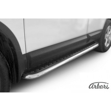 Защита штатных порогов Arbori d57 с листом (чёрный 