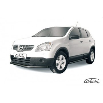 Защита переднего бампера d57 длинная Arbori черн. для Nissan QASHQAI 2007-2010