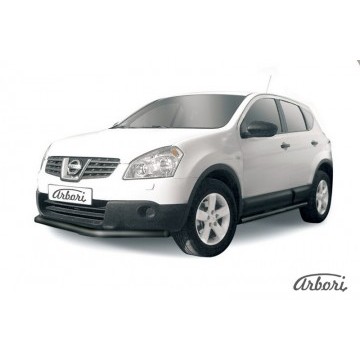 Защита переднего бампера d57 длинная Arbori черн. для Nissan QASHQAI+2 2007-2010