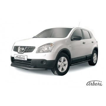Защита переднего бампера d57 короткая Arbori черн. для Nissan QASHQAI+2 2007-2010