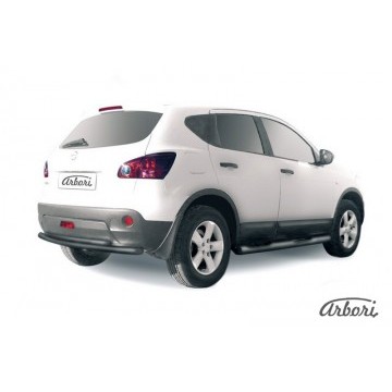 Защита заднего бампера d57+d57 двойная Arbori черн. для Nissan QASHQAI+2 2007-2010