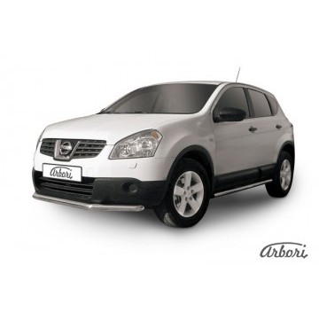 Защита переднего бампера d57 короткая Arbori нерж. сталь для Nissan QASHQAI 2011-2013