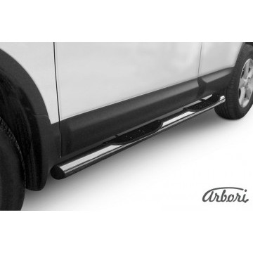 Защита порогов d76 с проступями Arbori нерж. сталь для Nissan QASHQAI 2011-2013