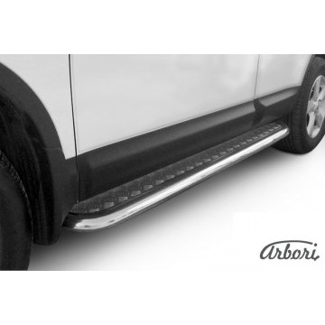 Защита порогов d57 с листом Arbori нерж. сталь для Nissan QASHQAI 2011-2013