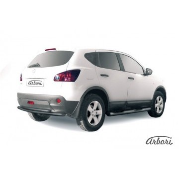 Защита заднего бампера d57+d42 двойная Arbori черн. для Nissan QASHQAI 2011-2013