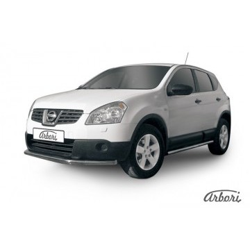 Защита переднего бампера d57 длинная Arbori нерж. сталь для Nissan QASHQAI+2 2011-2013
