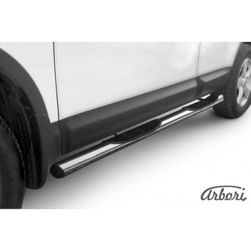 Защита порогов d76 с проступями Arbori нерж. сталь для Nissan QASHQAI+2 2011-2013